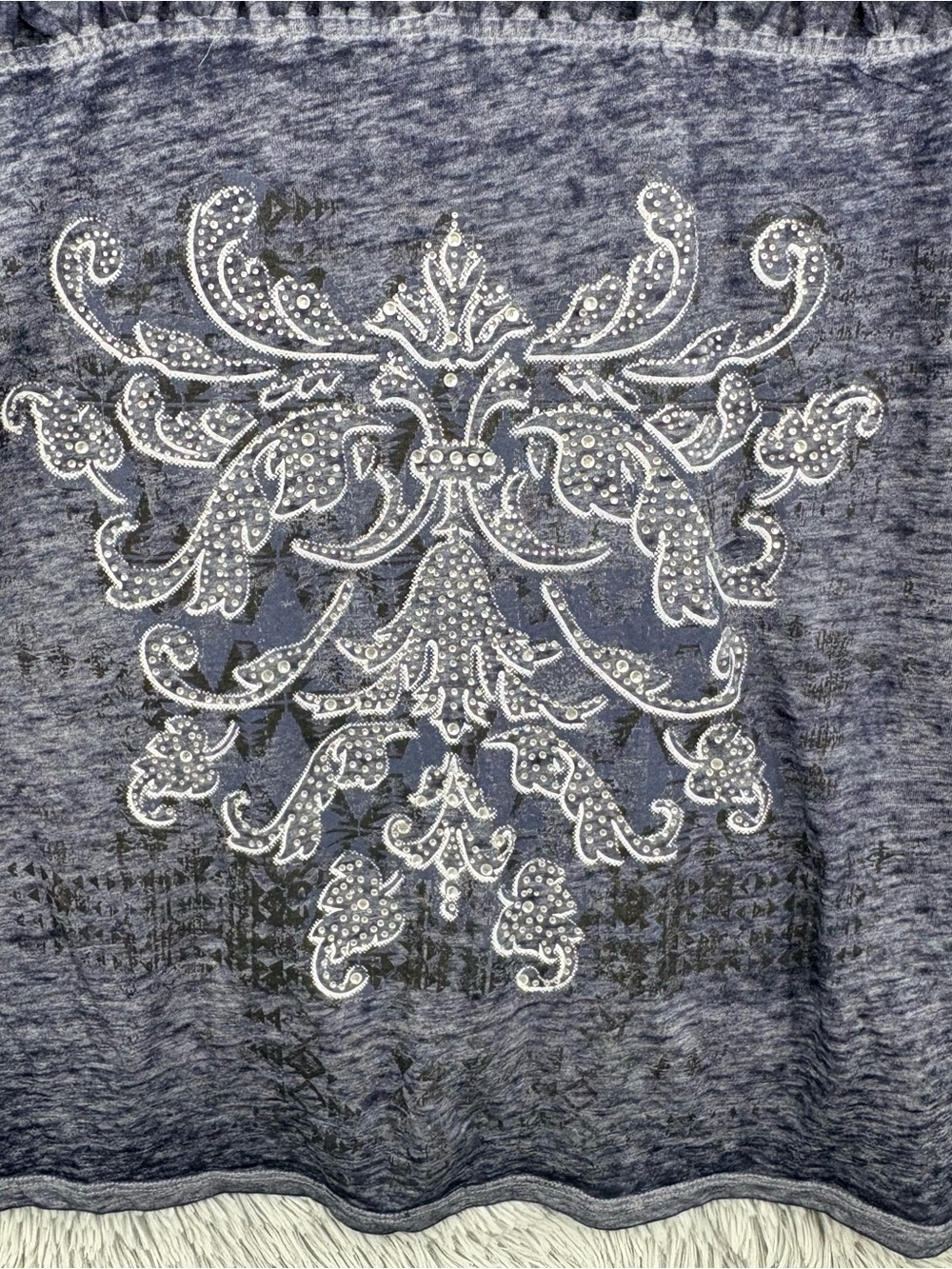 Maurices Shirt Womens Large NWT Woven Lattice Blue Burnwashed Baroque Graphic - Picture 3 of 10